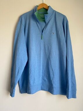 Vineyard Vines Men's Saltwater Quarter-Zip Pullover Blue XL Pima cotton